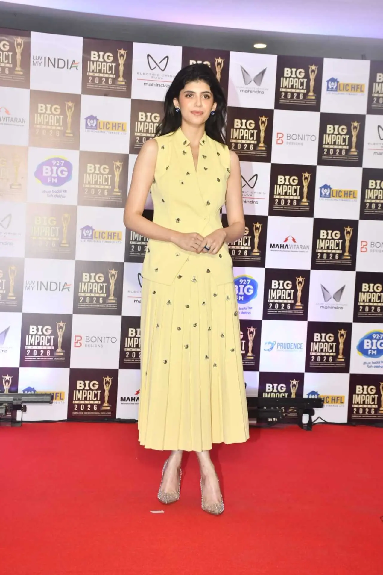 <p>Sanjana Sanghi was seen attending an event in the city sporting a yellow maxi dress.</p>